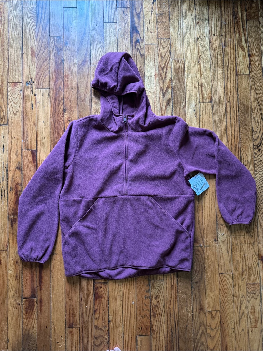 NWT Beyond Yoga - Medium - Half Zip Fleece Pullover Hoodie Plum - Picture 2 of 4